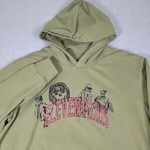 Eleven Paris Skeleton‎ Hoodie Sweatshirt Men's X-Large Army Green Long Sleeve